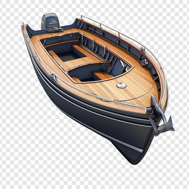 Classic Wooden Boat with Outboard Motor