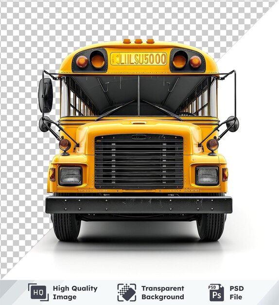 PSD classic yellow school bus front view isolated royaltyfree illustration