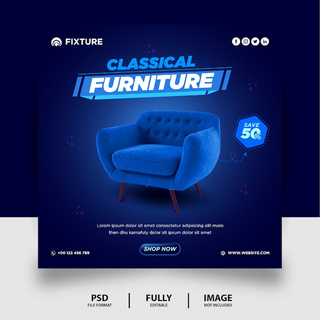 Classical furniture sale social media post template