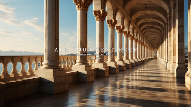 Classical pillars row in a building facade