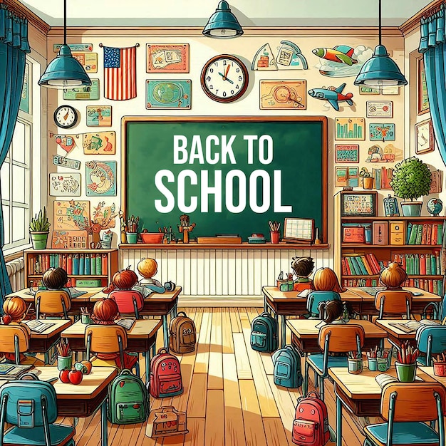 PSD classroom of back to school back to school background template