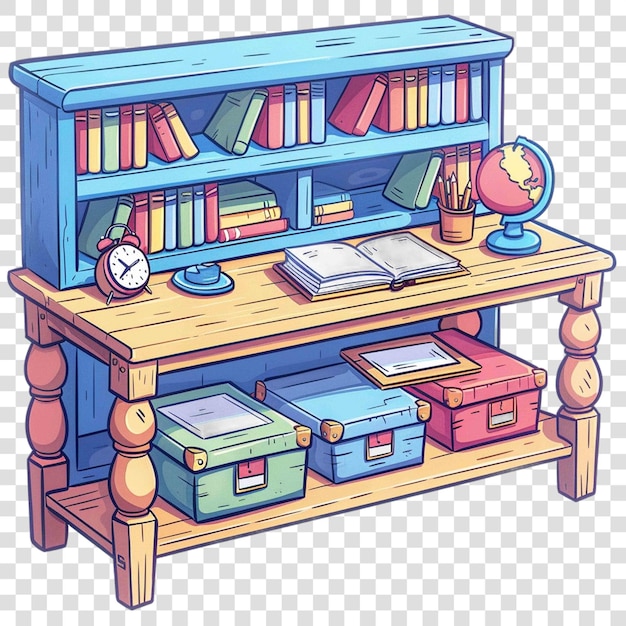 PSD classroom desk illustration for kids back to school