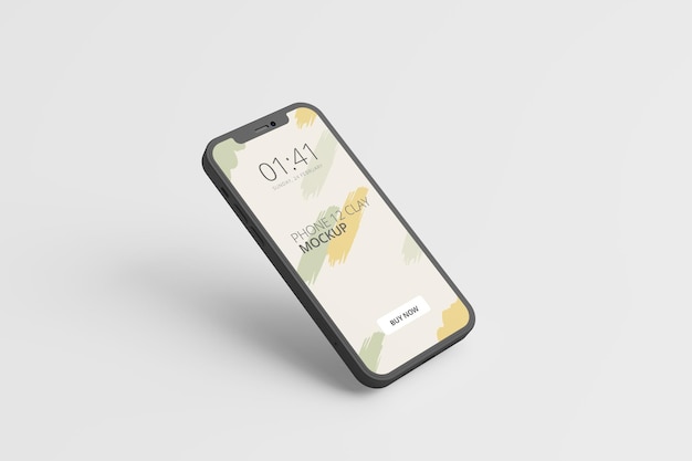 Clay phone screen mockup design isolated