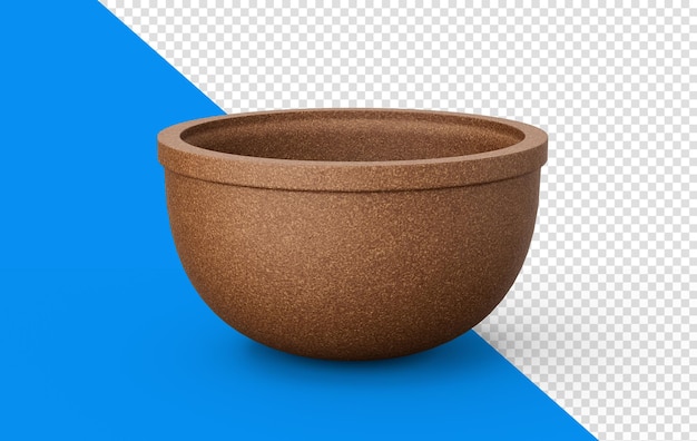 Clay pot on isolated white background Empty unpainted clay pot 3d illustration