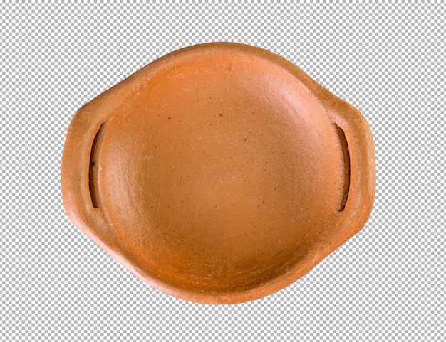 Clay saucer plate isolated on alpha layer