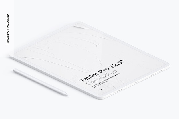 Clay tablet pro 12.9” mockup isometric left view