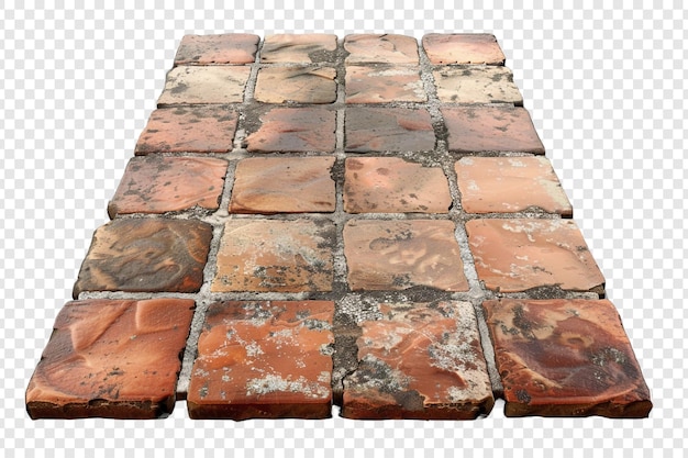 PSD clay tiles floor isolated on transparent background