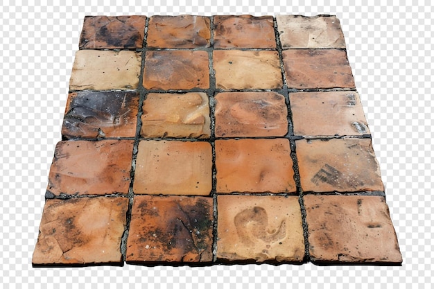 PSD clay tiles floor isolated on transparent background