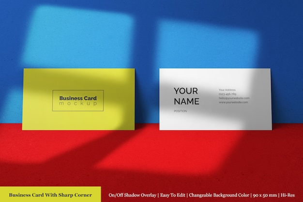 Clean 90x50 mm company textured paper business card psd mockup templates