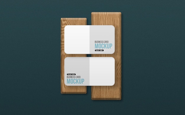 clean business card top view mockup isolated