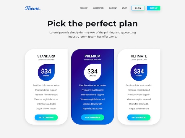 Clean business pricing template for website