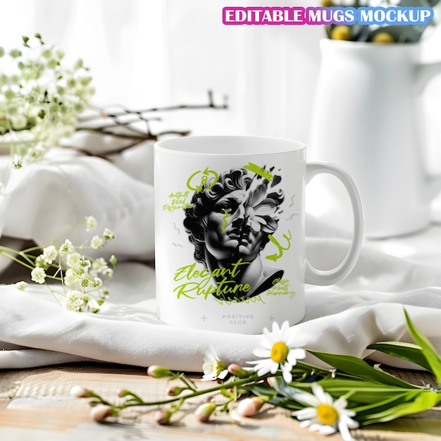 PSD clean coffee mug mockup psd files editable cup mockup with fresh background for product presentation