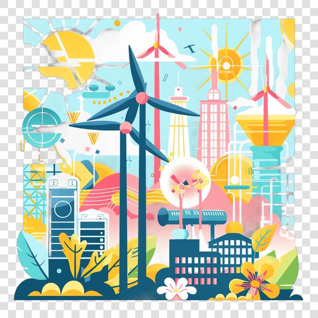 PSD clean energy solution realistic photo isolated on transparent background