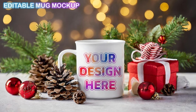 Clean Fresh Editable Christmas Mug PSD Product Mockup Aesthetic Product Mockup for Presentation