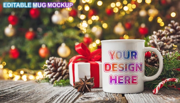 PSD clean fresh editable christmas mug psd product mockup aesthetic product mockup for presentation