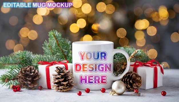 PSD clean fresh editable christmas mug psd product mockup aesthetic product mockup for presentation