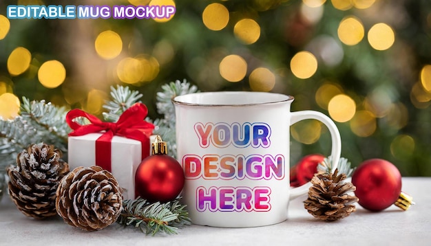 Clean Fresh Editable Christmas Mug PSD Product Mockup Aesthetic Product Mockup for Presentation