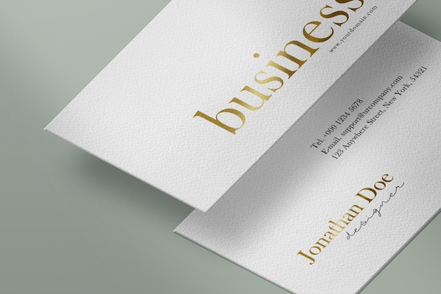 Clean minimal business card mockup closeup on color 