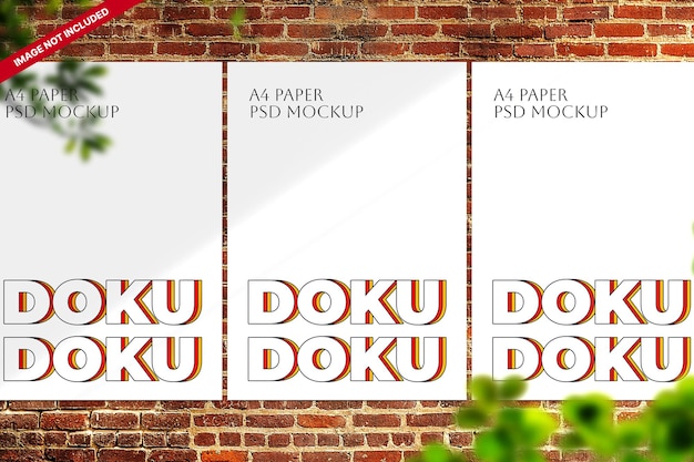 Clean minimal poster mockup on brick wall