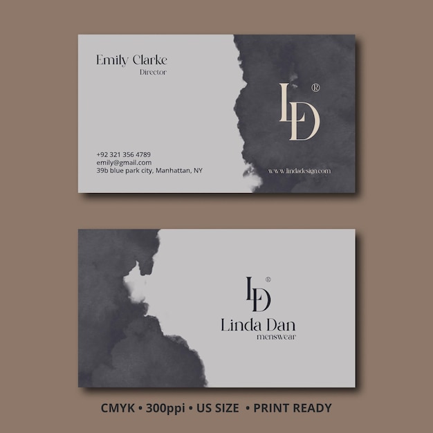 PSD clean minimal watercolor splash psd business card template