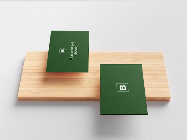 clean minimal wood background business cards mockup editable layered psd