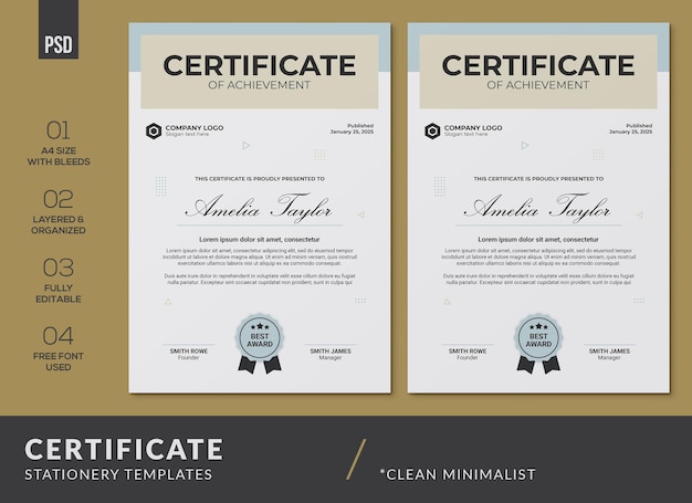 Clean Minimalist Certificate Templates