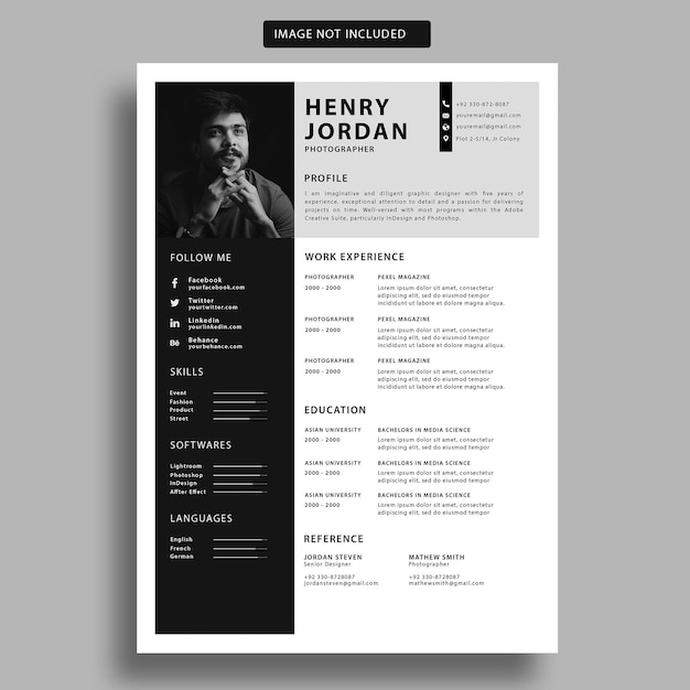 Clean Minimalist Resume CV PSD Template