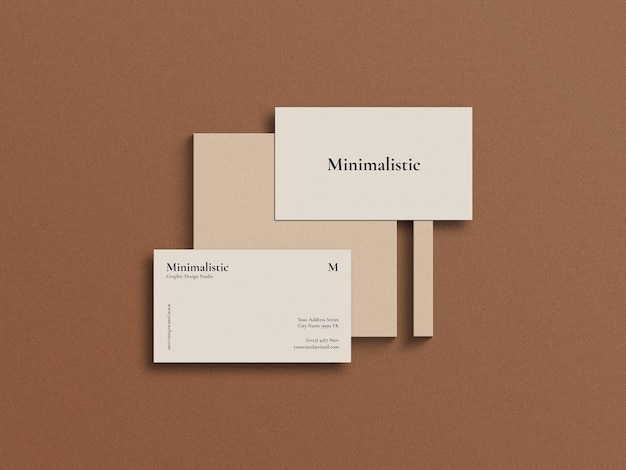 Clean and minimalist top view business card mockup