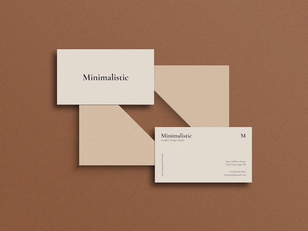 Clean and minimalist top view business card mockup