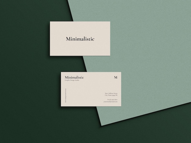 Clean and minimalist top view business card mockup