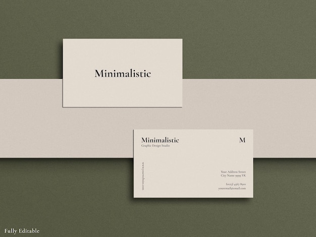 Clean and minimalist top view business card mockup