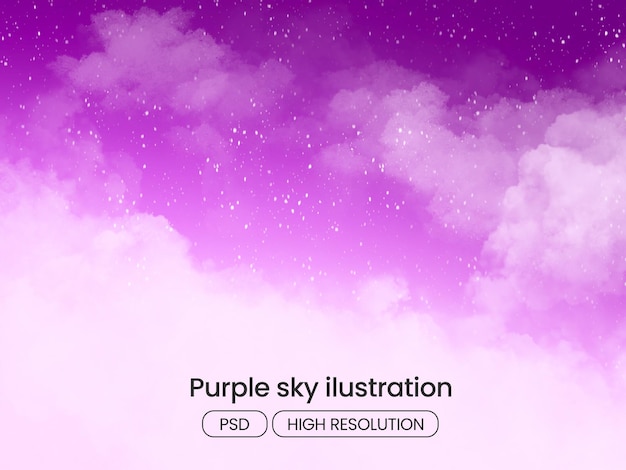 Clean and minimalist white cloud illustration on a vibrant purple sky background