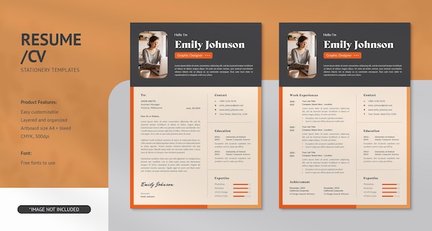 Clean Modern and Professional CV Resume PSD Templates