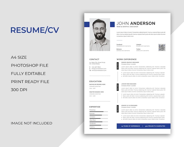 Clean modern resume or cv template