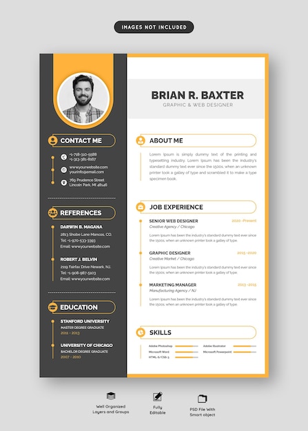 Clean and modern resume portfolio or cv template