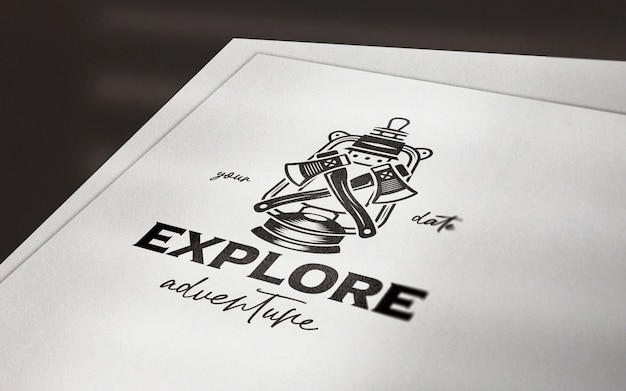 Clean perspective paper logo mockup