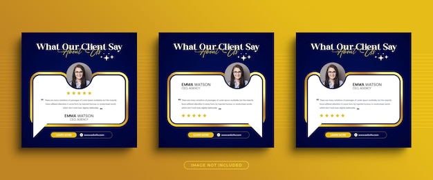 Clean and simple client testimonials or customer feedback review social media post banner template