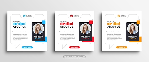 Clean and simple client testimonials or customer feedback review social media post banner template