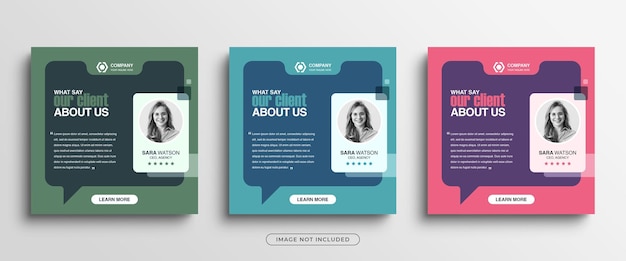 Clean and simple client testimonials or customer feedback review social media post banner template