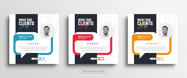 Clean and simple client testimonials or customer feedback review social media post banner template