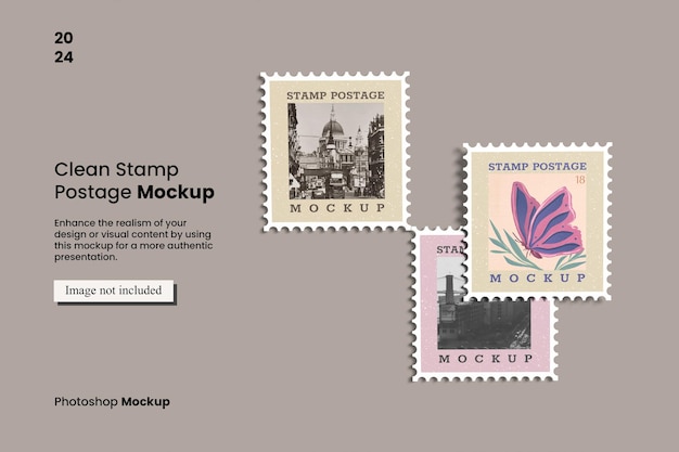 PSD clean stamp postage mockup for showcasing your design to clients