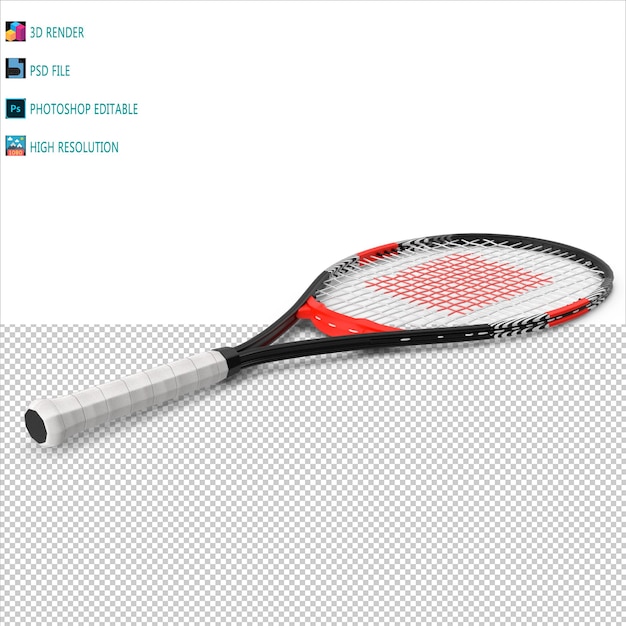 Clean Tennis Racket 3D Render PSD