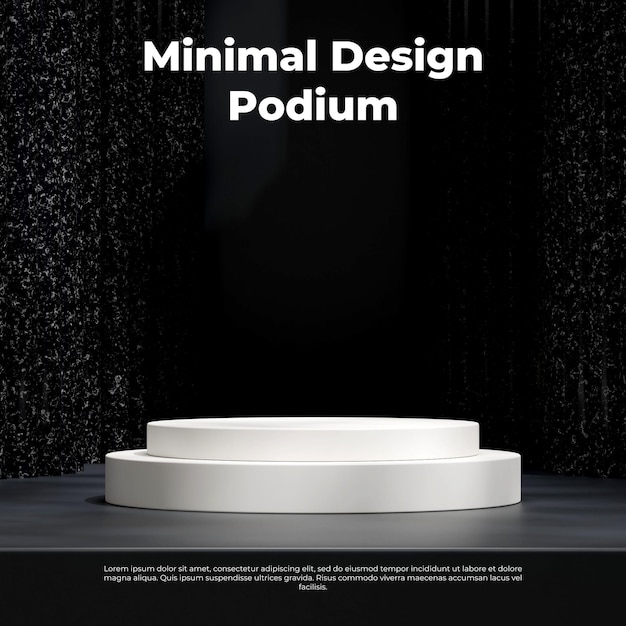 clean white podium in square black marble wall 3D image render mockup template