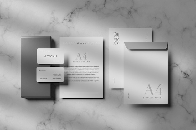 Clean white stationary mockup design