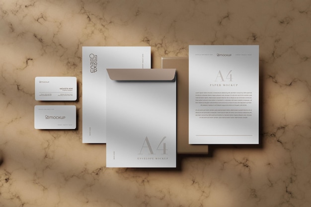 Clean white stationary mockup design