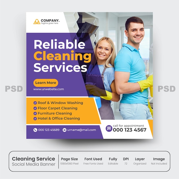 Cleaning service modern banner template Premium