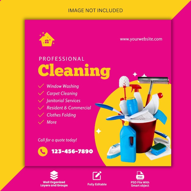 PSD cleaning service social media banner or instagram post template