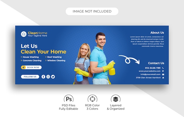 Cleaning service social media Facebook cover template