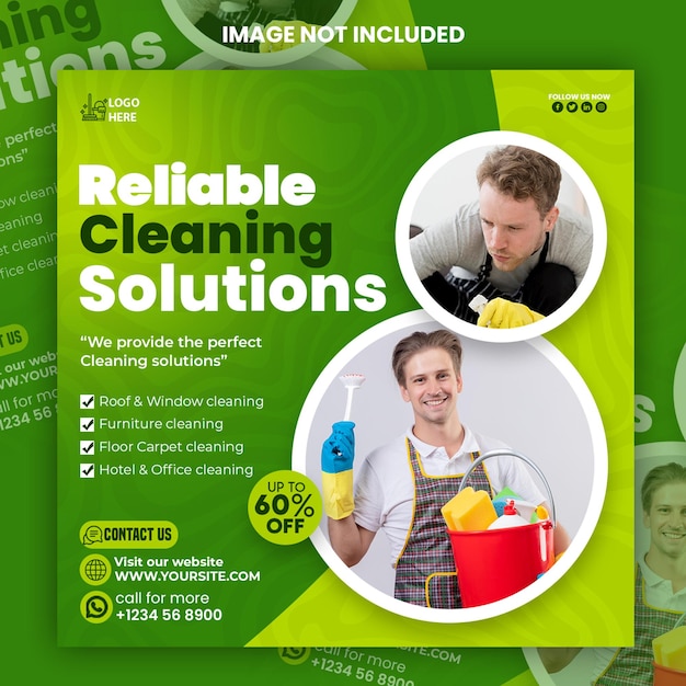 PSD cleaning service social media flyer banner facebook or instagram post template