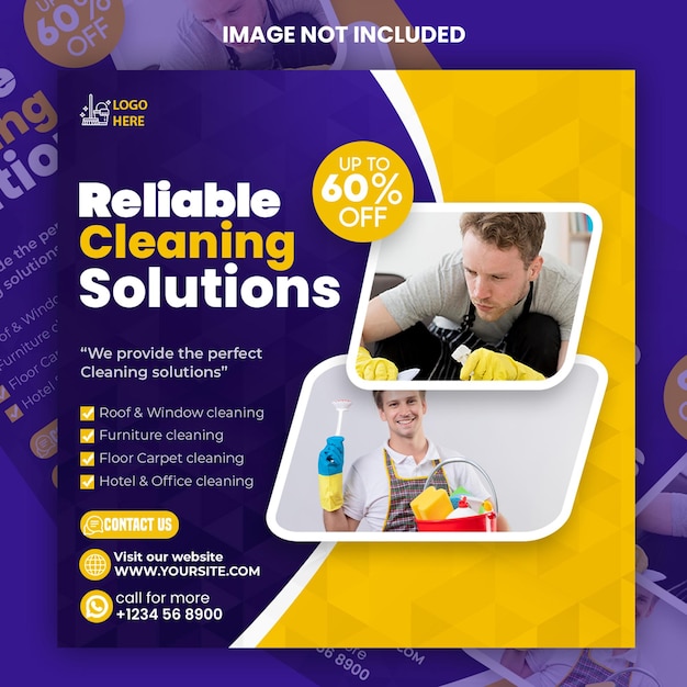 PSD cleaning service social media flyer banner facebook or instagram post template